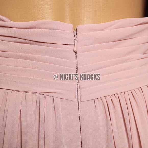 Bill Levkoff Frost Rose Halter Chiffon Bridesmaid Formal Maxi Dress Size 12 - Picture 9 of 12